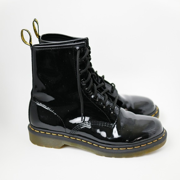 Dr Martens AirWair 11821 Boots Womens 9 Mens 8 Black Patent Leather Docs Combat - Picture 9 of 9